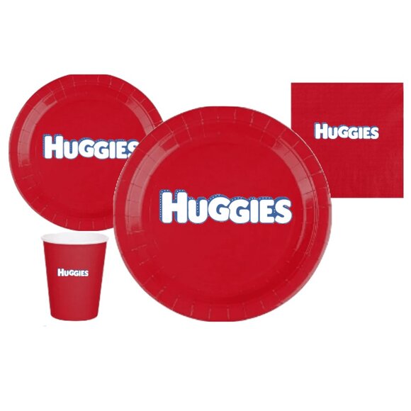 Mom's and Dad's To Be Diaper Party Custom Diaper Party Plates Set, 60pc - Picture 2 of 4